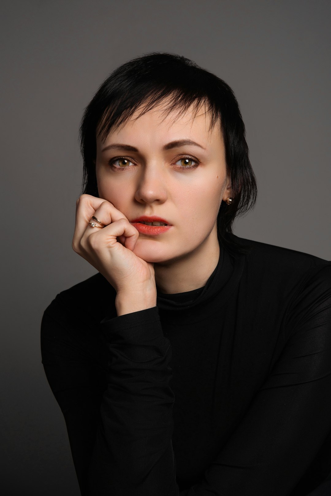 Woman over 40 with a modern soft pixie haircut